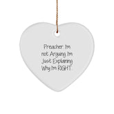Funny Preacher Gifts for Preacher, Heart Ornament with Funny Quote from Preacher, Christmas Unique Gifts from Men to Preacher - Image 1